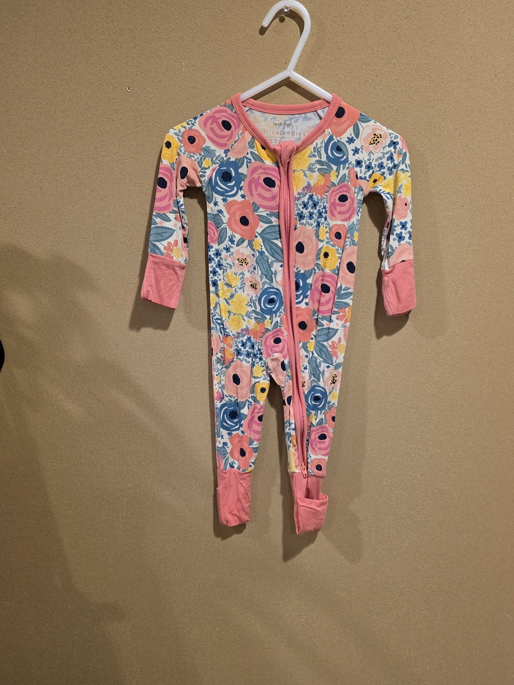 Little Sleepies Floral Zip-Front Footie in Pink, Blue & Yellow